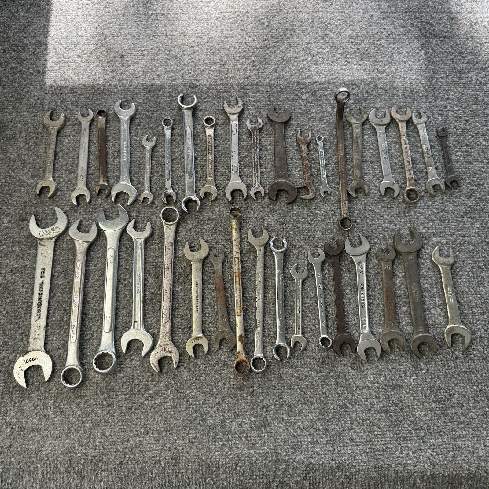 Vintage Wrench Lot USA Steel Williams Superrench Billings Bonney Vlchek 35pc