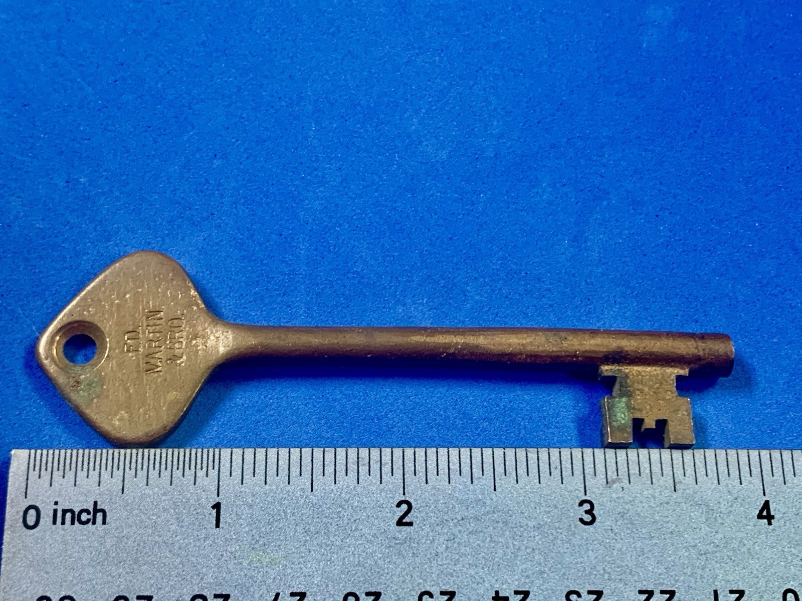 Very Nice 4” Brass ED MARTIN & BRO Skeleton Key.