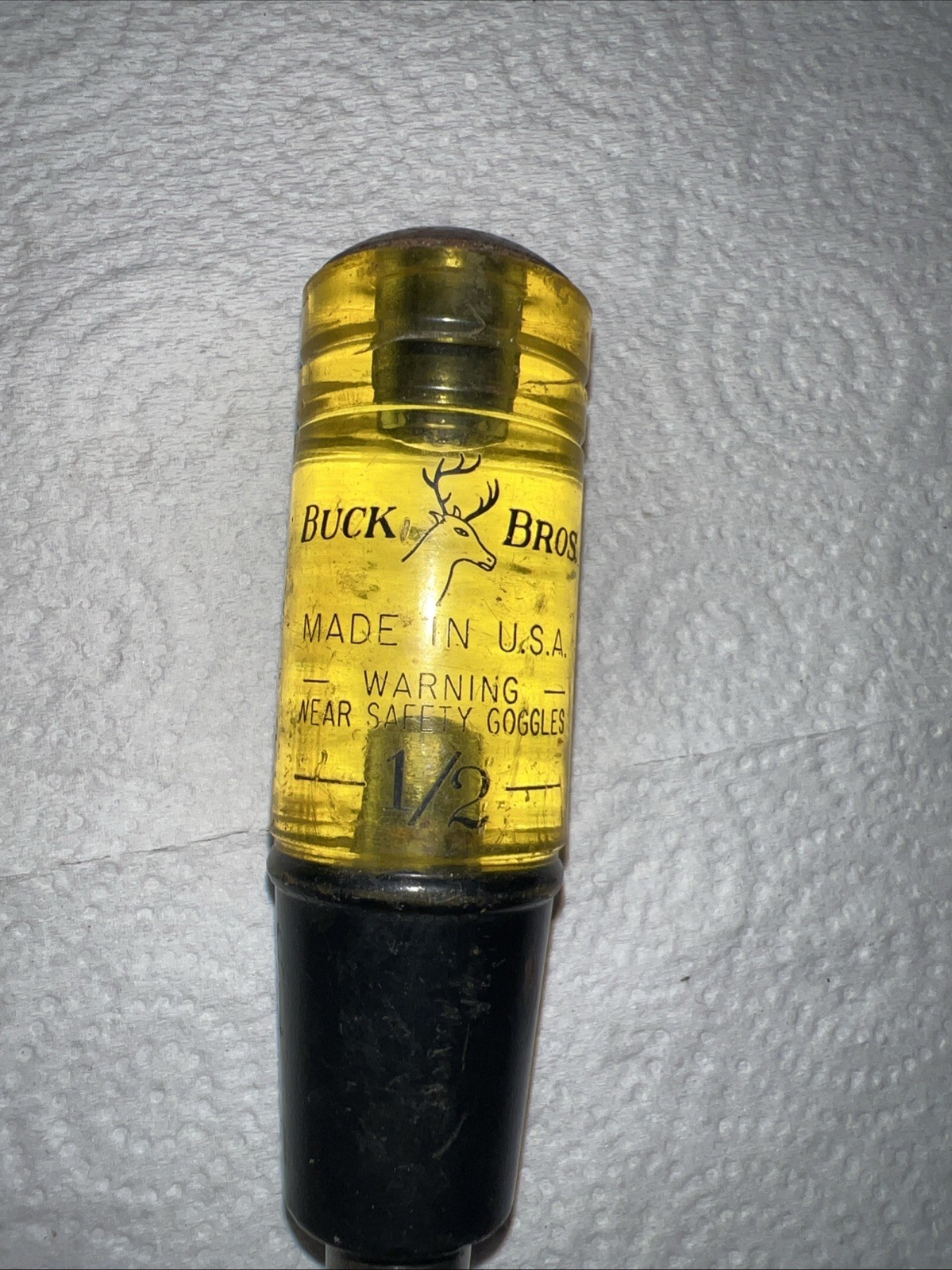 Vintage Buck Bros 1/2″ Wood Chisel USA Made Yellow Acetate Handle Strike Cap