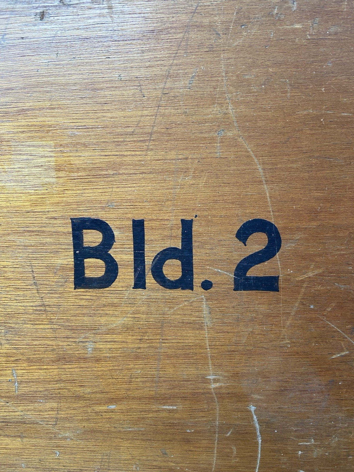 Vintage Wooden Tool Storage Box With Handle “Bld.2” Workshop School Reinforced