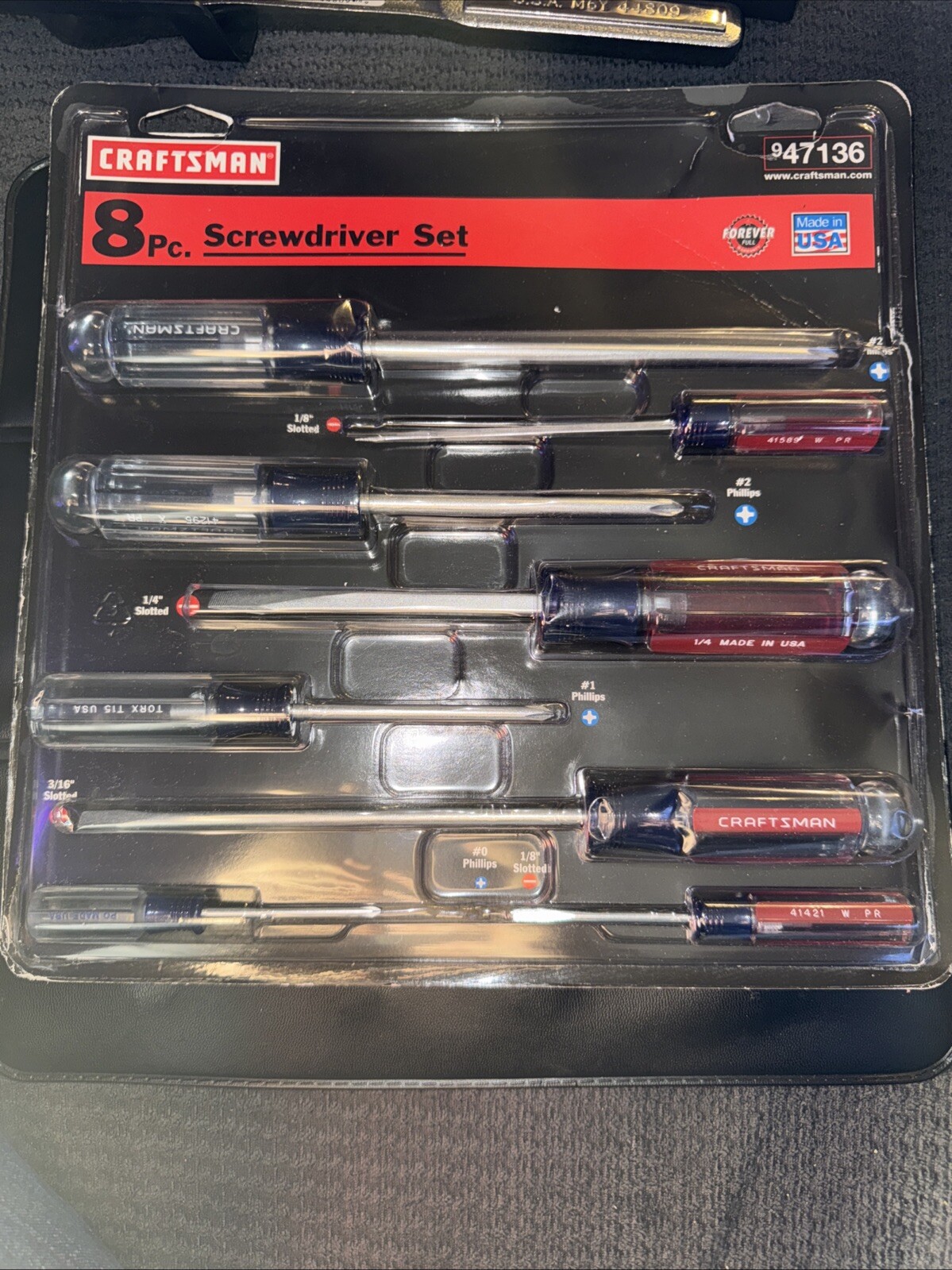 Sears Craftsman USA Nos 8pc Screwdriver Set Rare PRATT READ SET 47136 Flat Phil