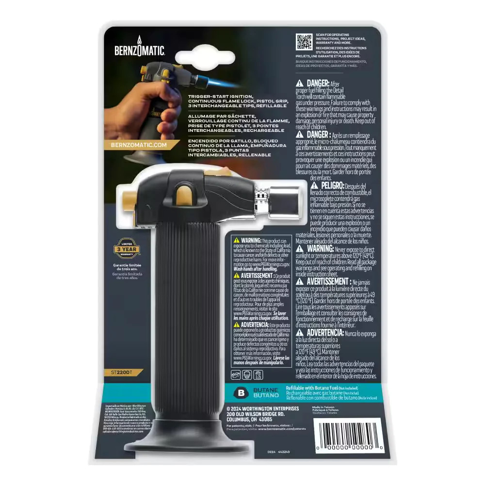 Bernzomatic Butane Detail Torch with Trigger Ignition (ST2200T)