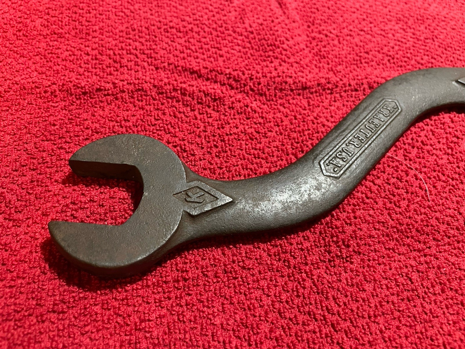 Vintage Kraeuter Cast Iron Curved Open-end Wrench Diamond K Markings Implement
