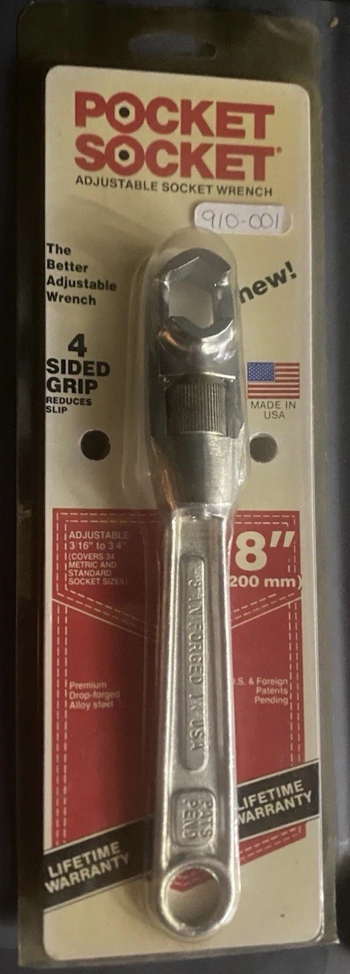 NOS Vintage 1989 Worthington Original POCKET SOCKET 8″ Patents Pending NIP Rare!