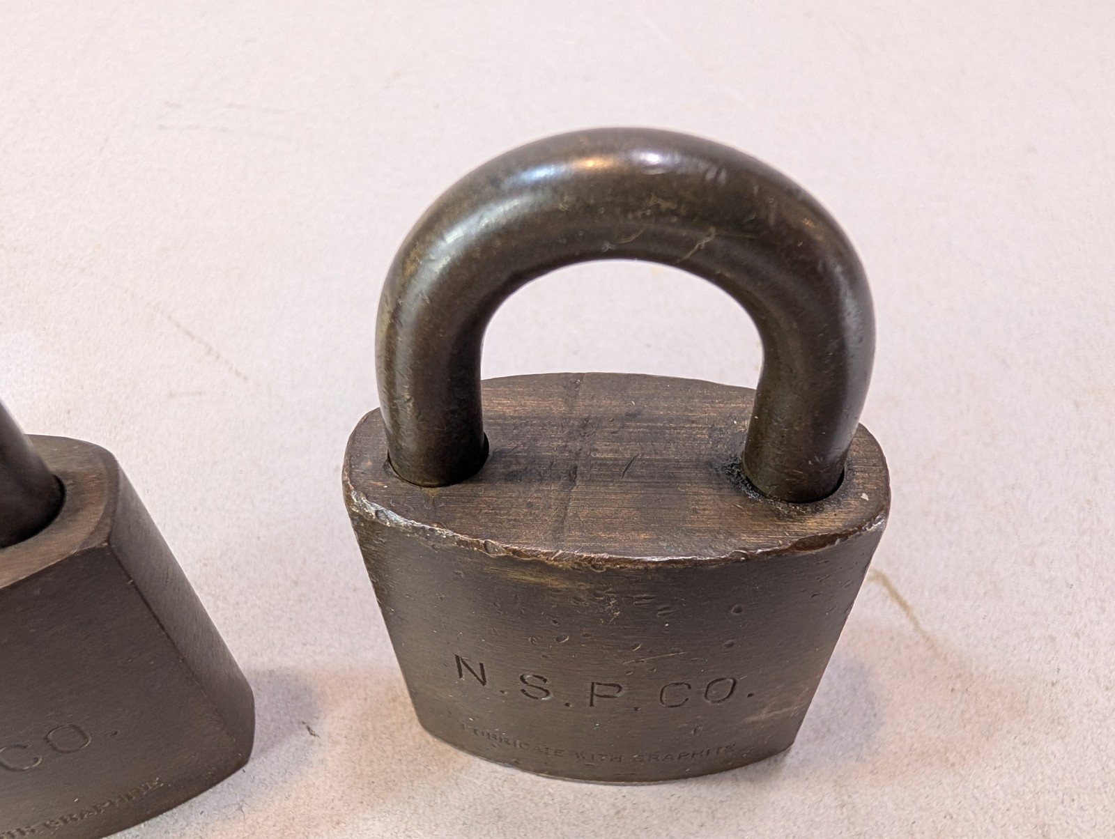 N.S.P. CO Vintage Brass Padlock w/ Key LOT OF 2