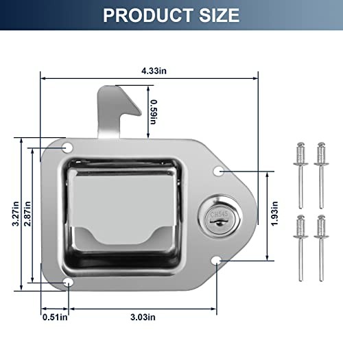 BAUMFEUER Truck Tool Box Latch Replacement 304 Stainless Steel 4.3″L x 3.3″W 2