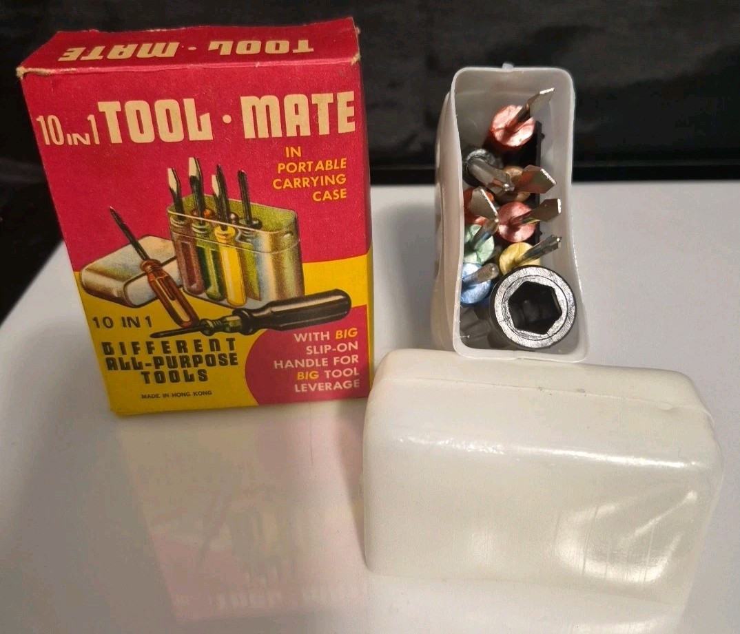VTG 10 in 1 Tool Mate Screwdriver Set In Case Rare Original Box Hong Kong