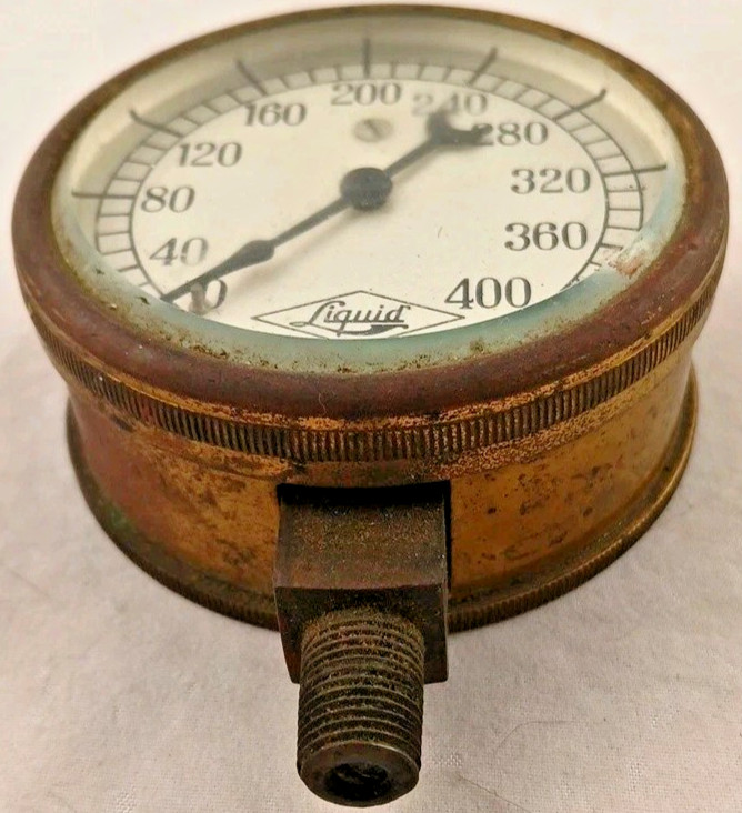 Antique Vintage Liquid Carbonic Co Brass Pressure Gauge-2.5 Inch Diam-STEAMPUNK!
