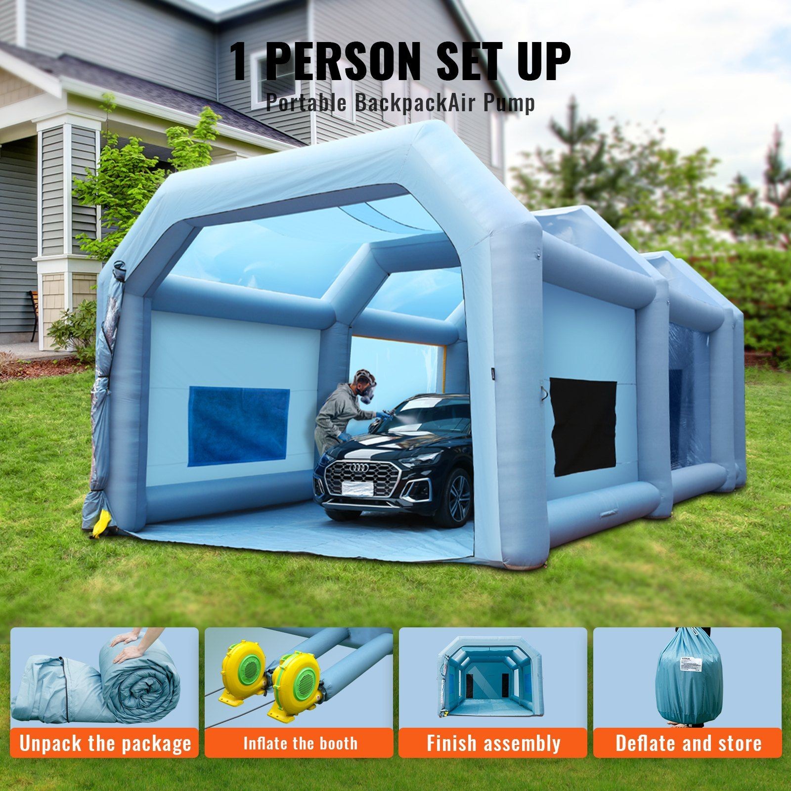 33x20x13ft Modular Spray Booth with High-Efficiency Filter Panels