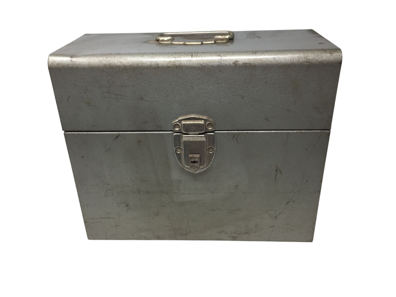 Silver TOWER Metal File/Tool Box with Hinged Lid & Handle