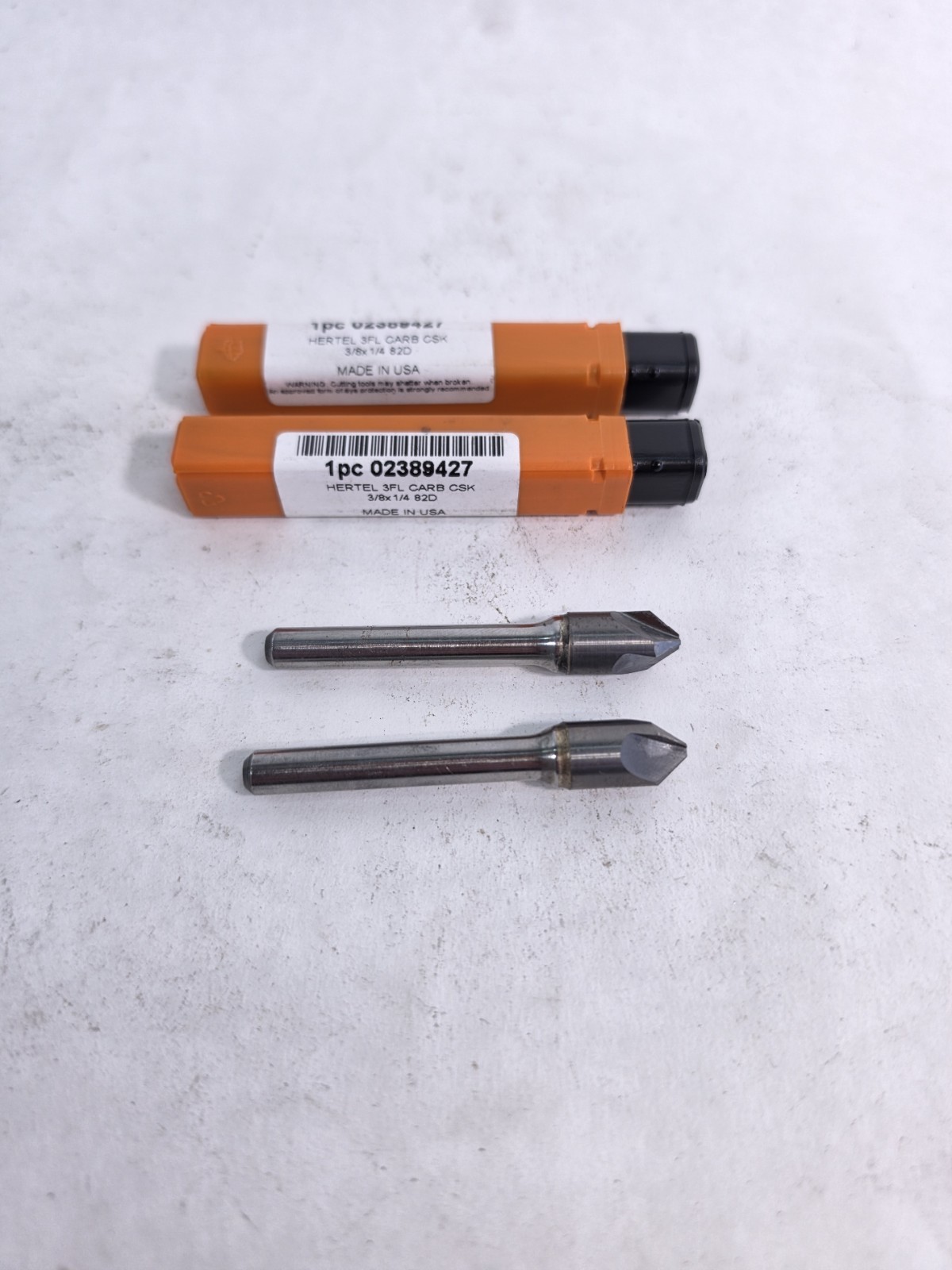 2x Hertel 3/8″ 82° Carbide Countersinks – USA Made – Machinist Tooling