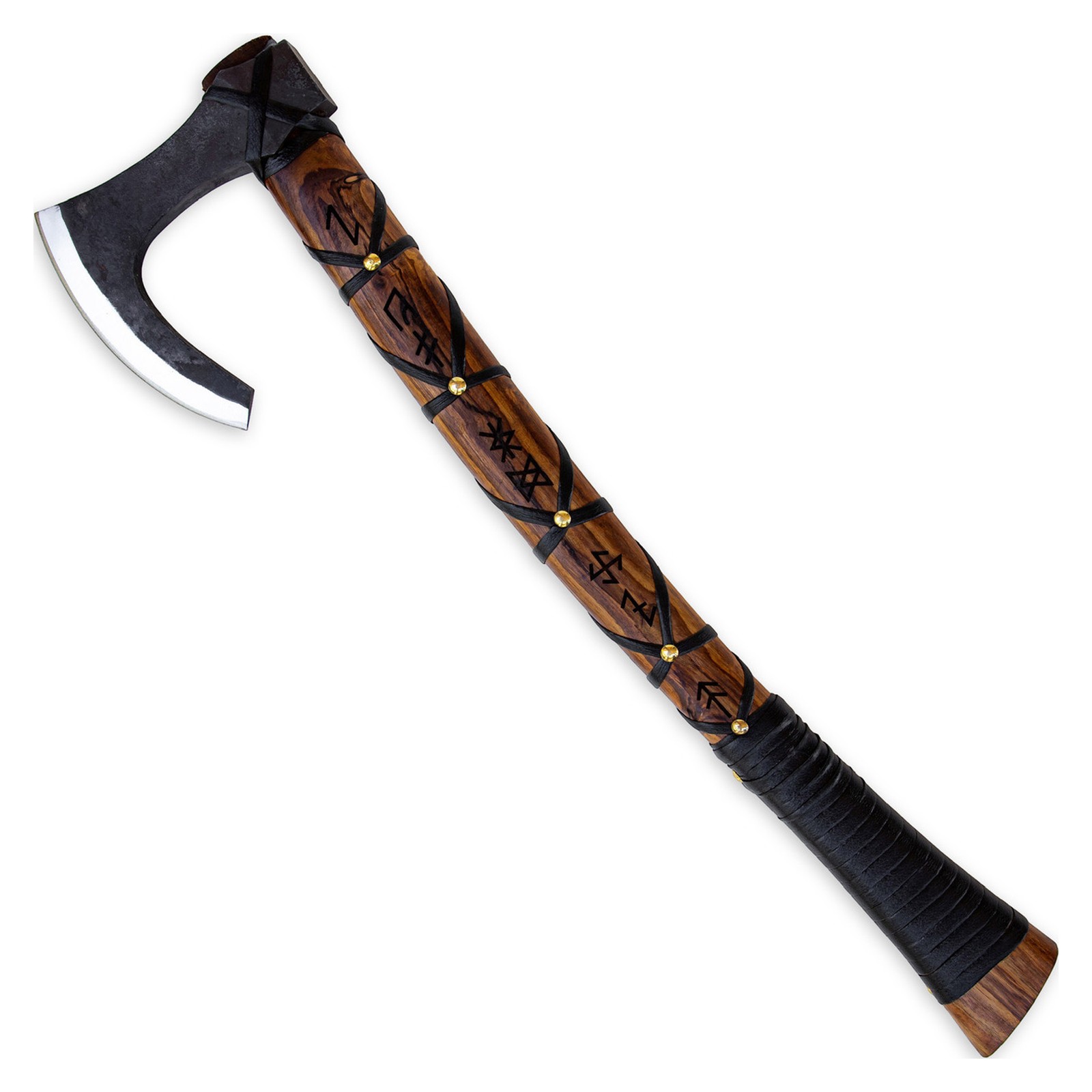 22″ Hand Forged Viking Bearded Axe High Carbon Steel Skeggøx Rune Wood Handle