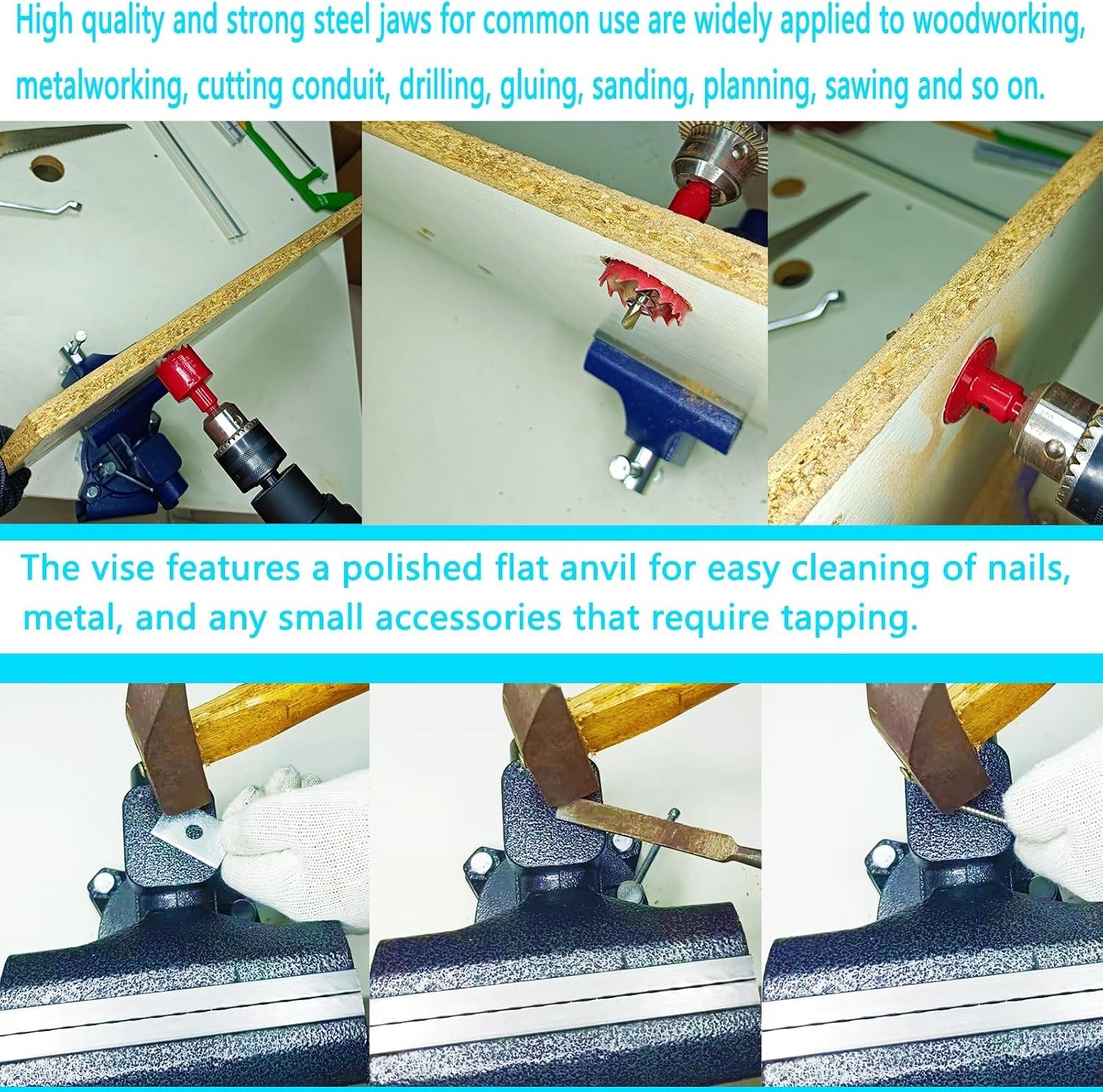 Heavy Duty 2-In-1 Bench Vise, Blue 6.0″ – Universal Clamp-On