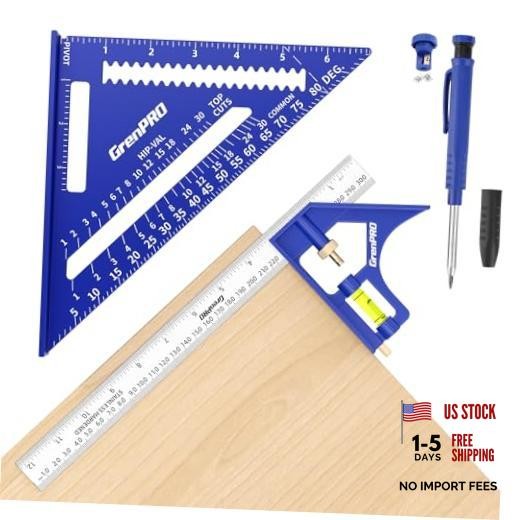 Square Combination Woodworking Tools, 7inch Carpenter With Carpentry Pencil