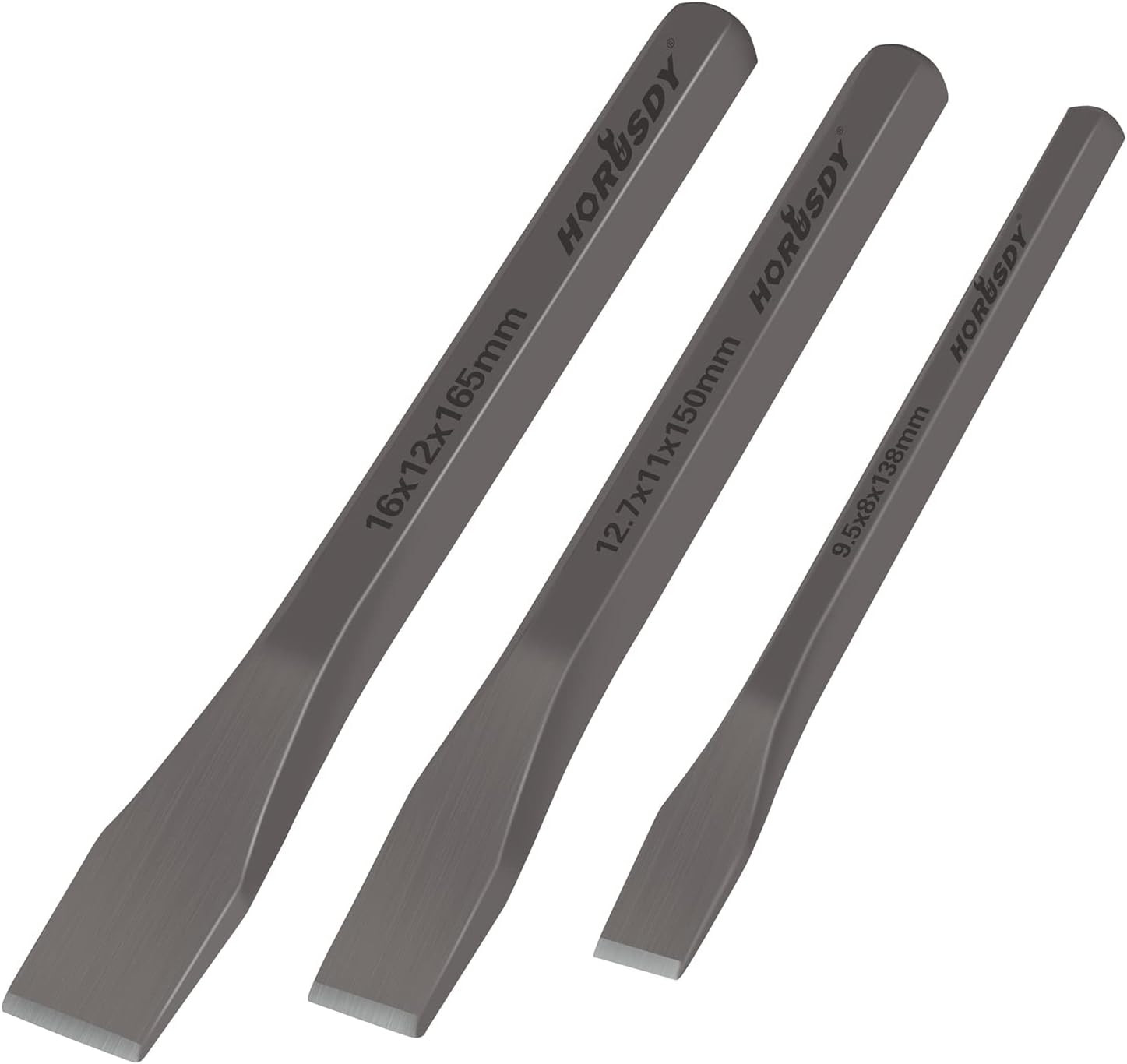 3-Piece Heavy-Duty Cold Chisel Set, 3/8″, 1/2″, 5/8″ Metal Chisels, Drop-Forged