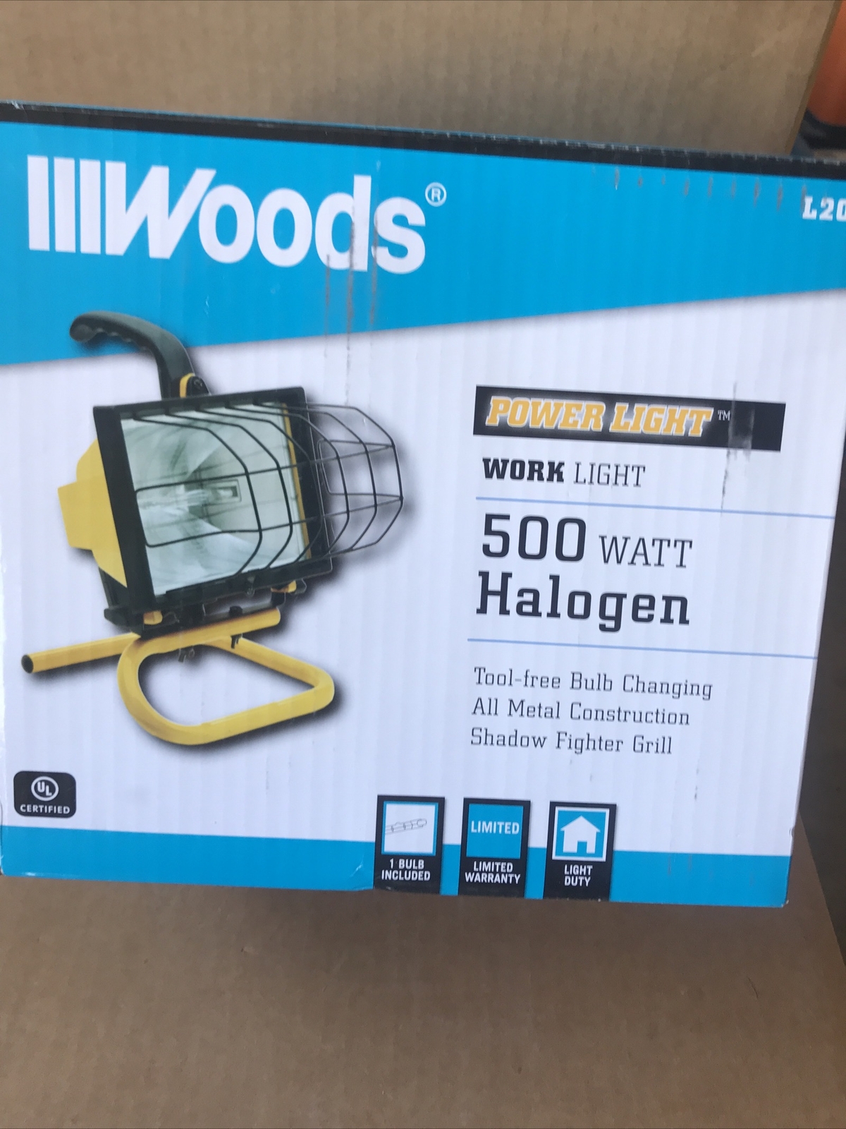 New In Box Woods L20 500W Indoor/Outdoor Halogen Portable Work Light
