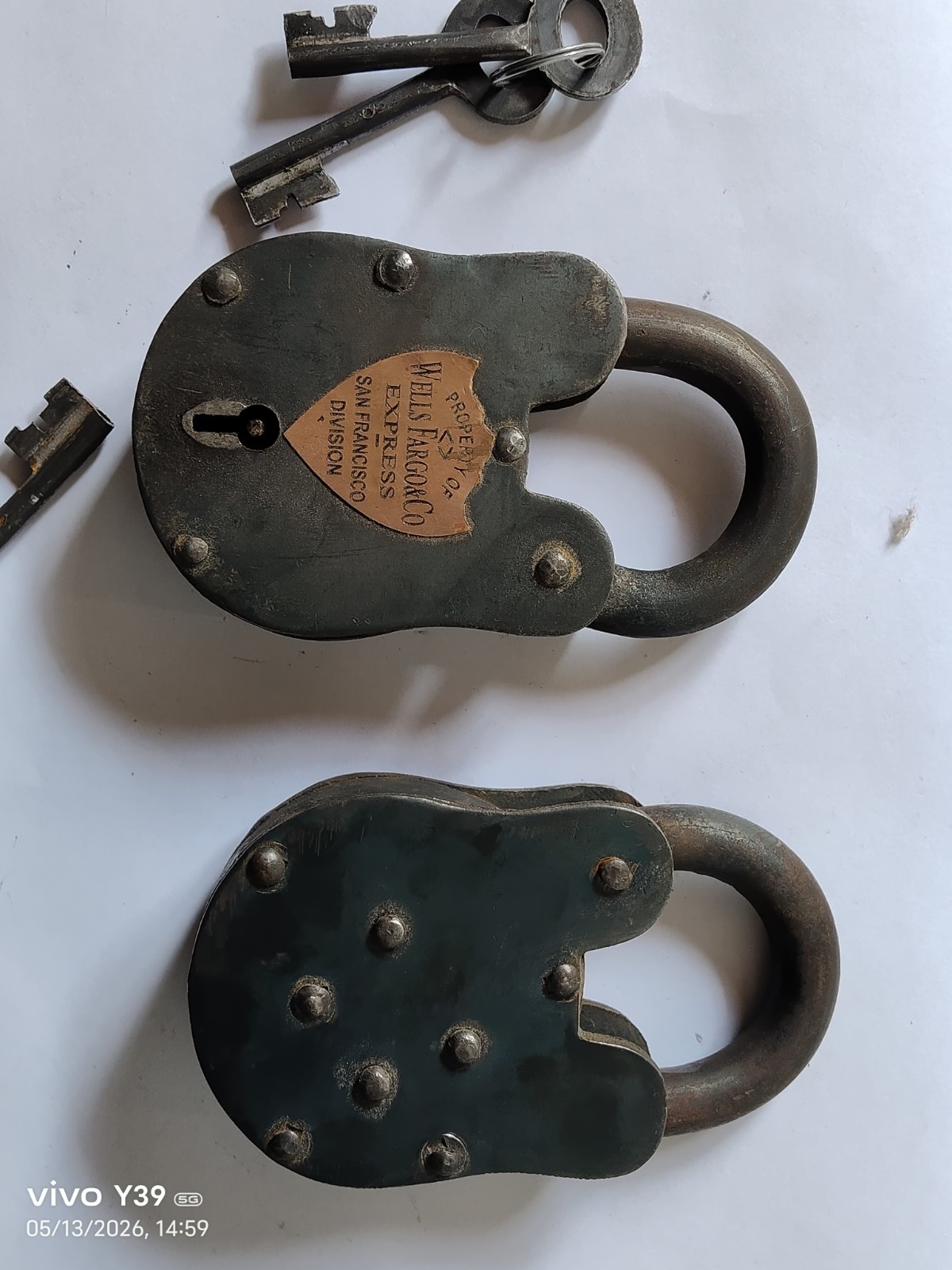Padlock Alcatraz San Francisco & Wells Fargo Cast Iron Antique Style Lock & Key