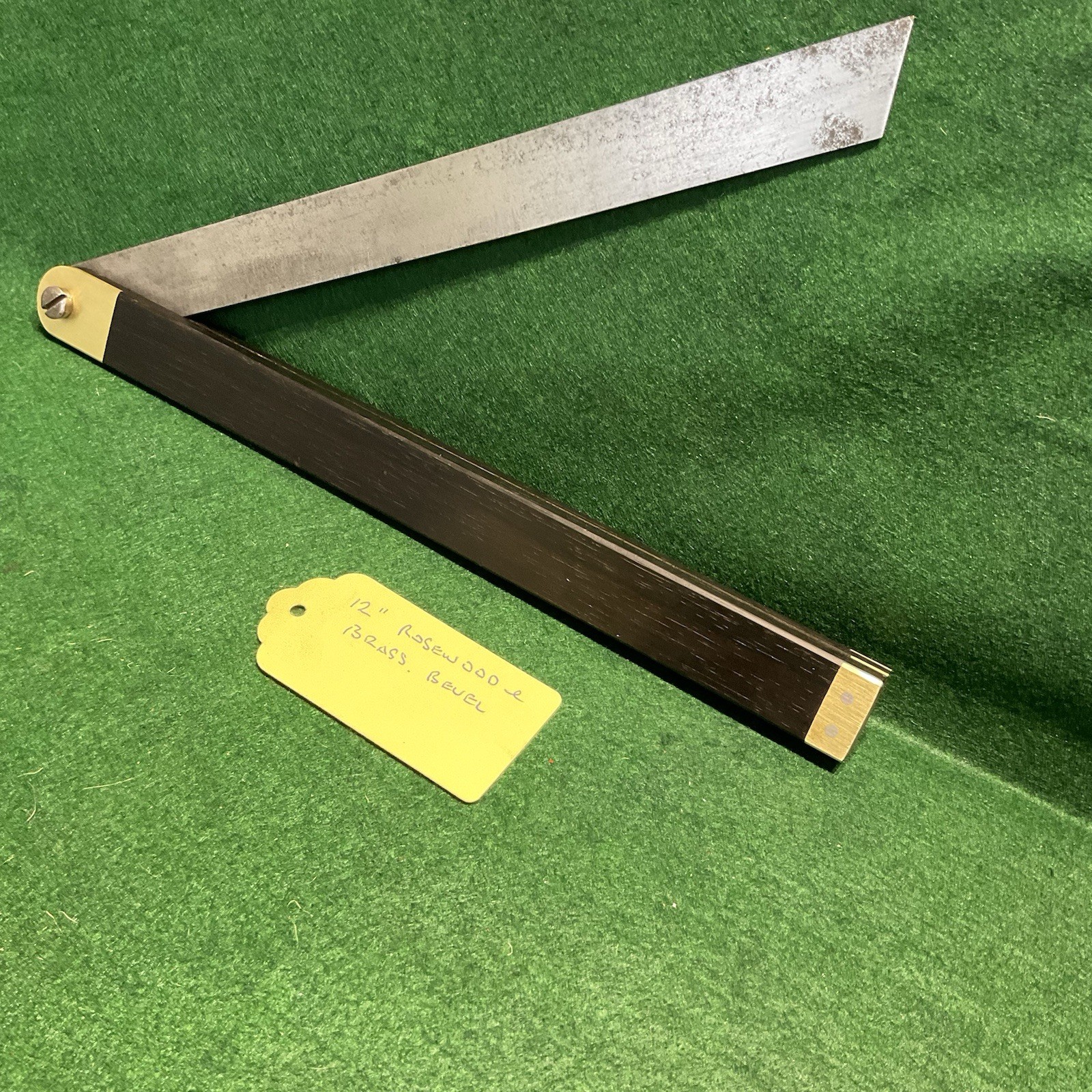 12” VINTAGE ROSEWOOD AND BRASS BEVEL