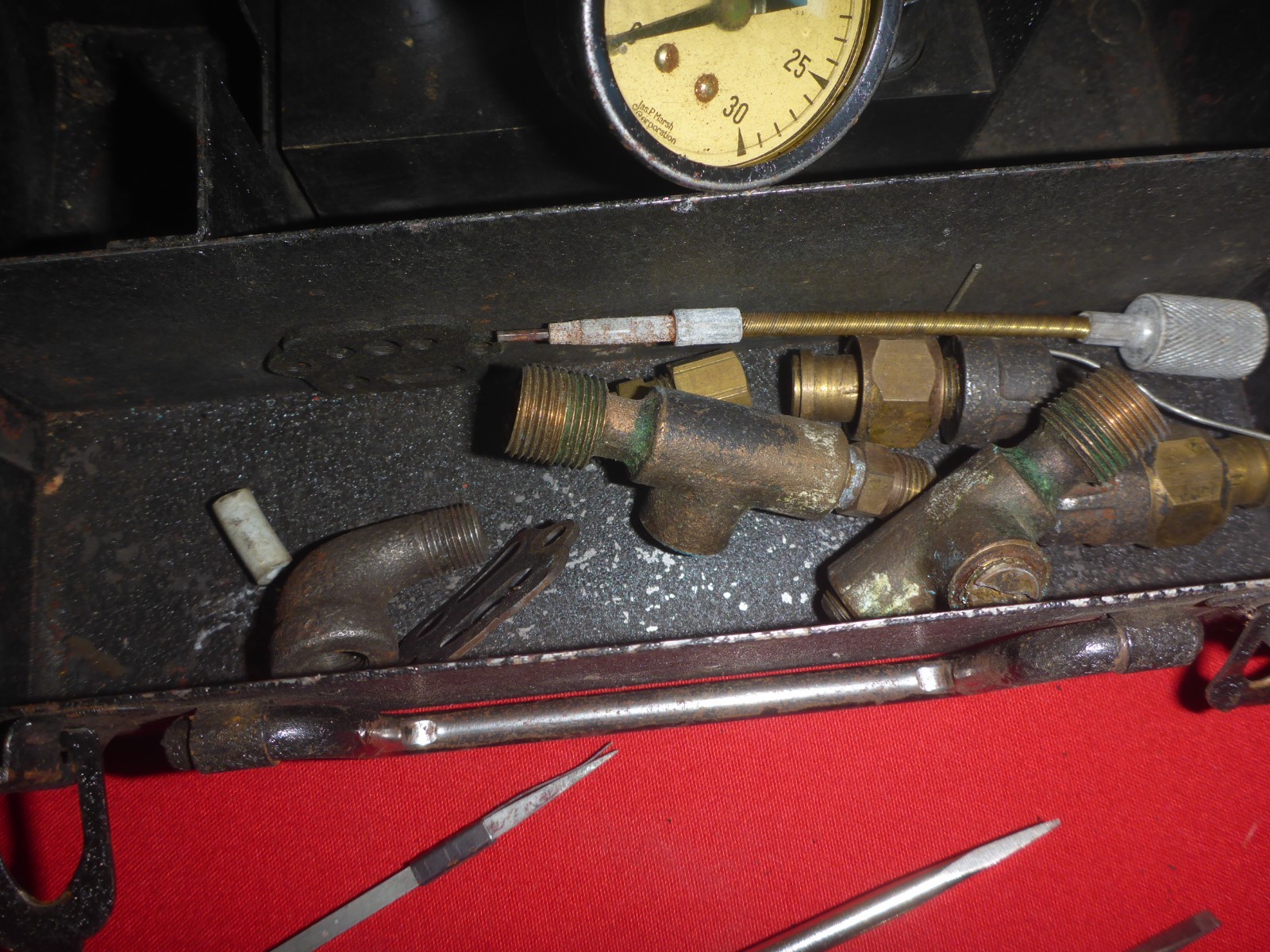Vintage Metal Mechanics Tool Kit Set Johnson Service Company Industrial Building