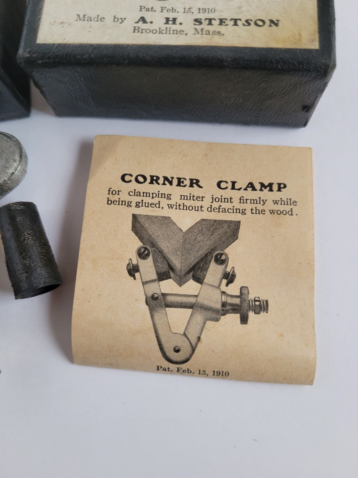 Vintage 1910 A. H. Stetson Miter Joint Corner Clamp Brookline Mass in Box Used