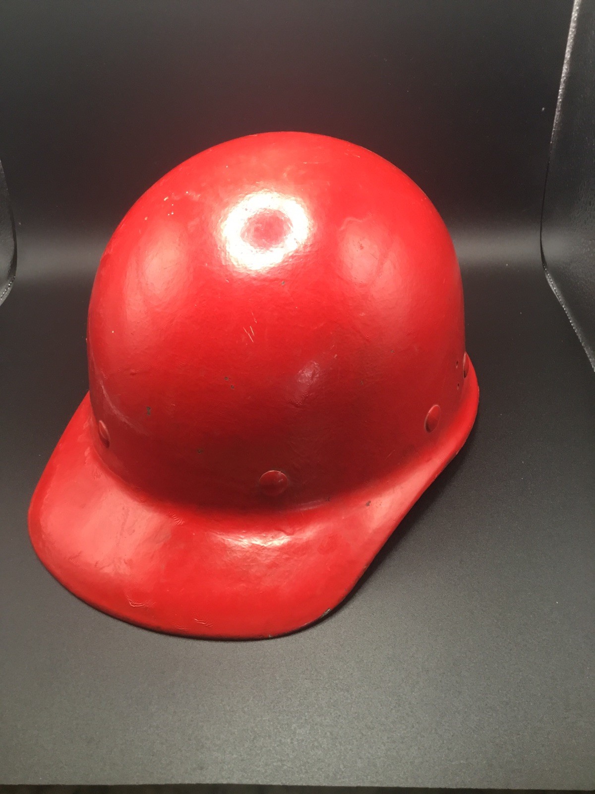 Vintage 1950s hardhat made of fiberglass and metal adjust to fit 6 5/8 to 8 inch