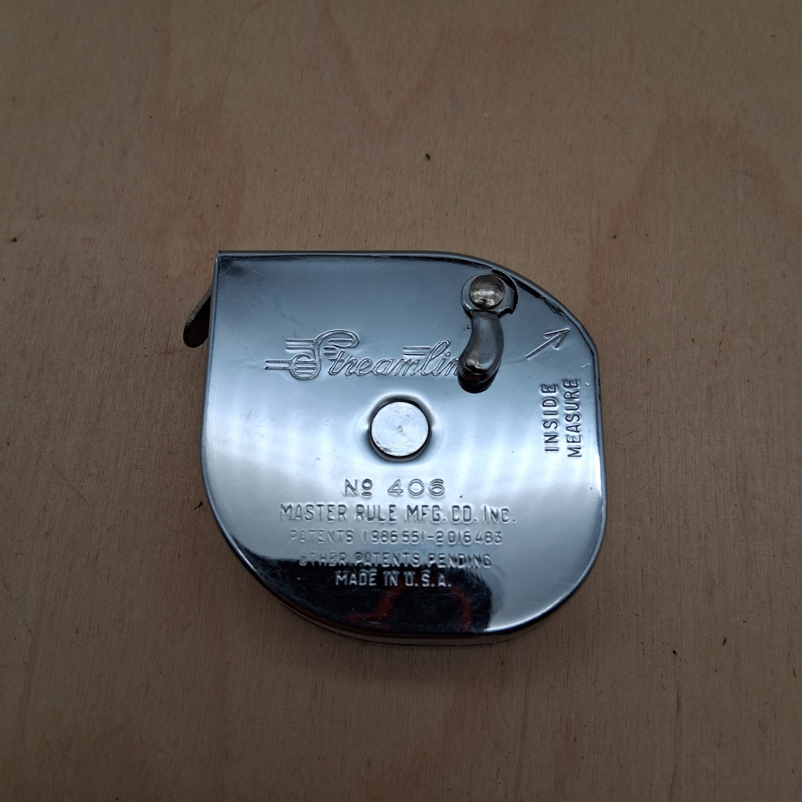 Vtg Streamline No. 406 Measuring Tape Master Rule Co Case USA Stainless Steel A2
