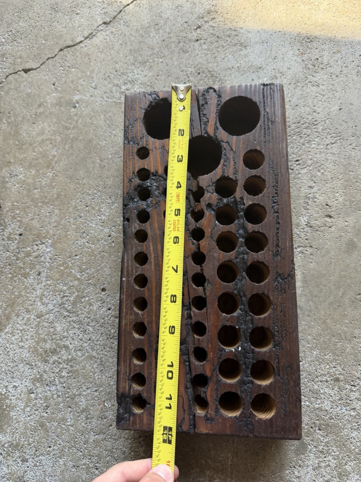 Antique Vintage Walnut ? Wood Tool Organized Holder Dark Patina
