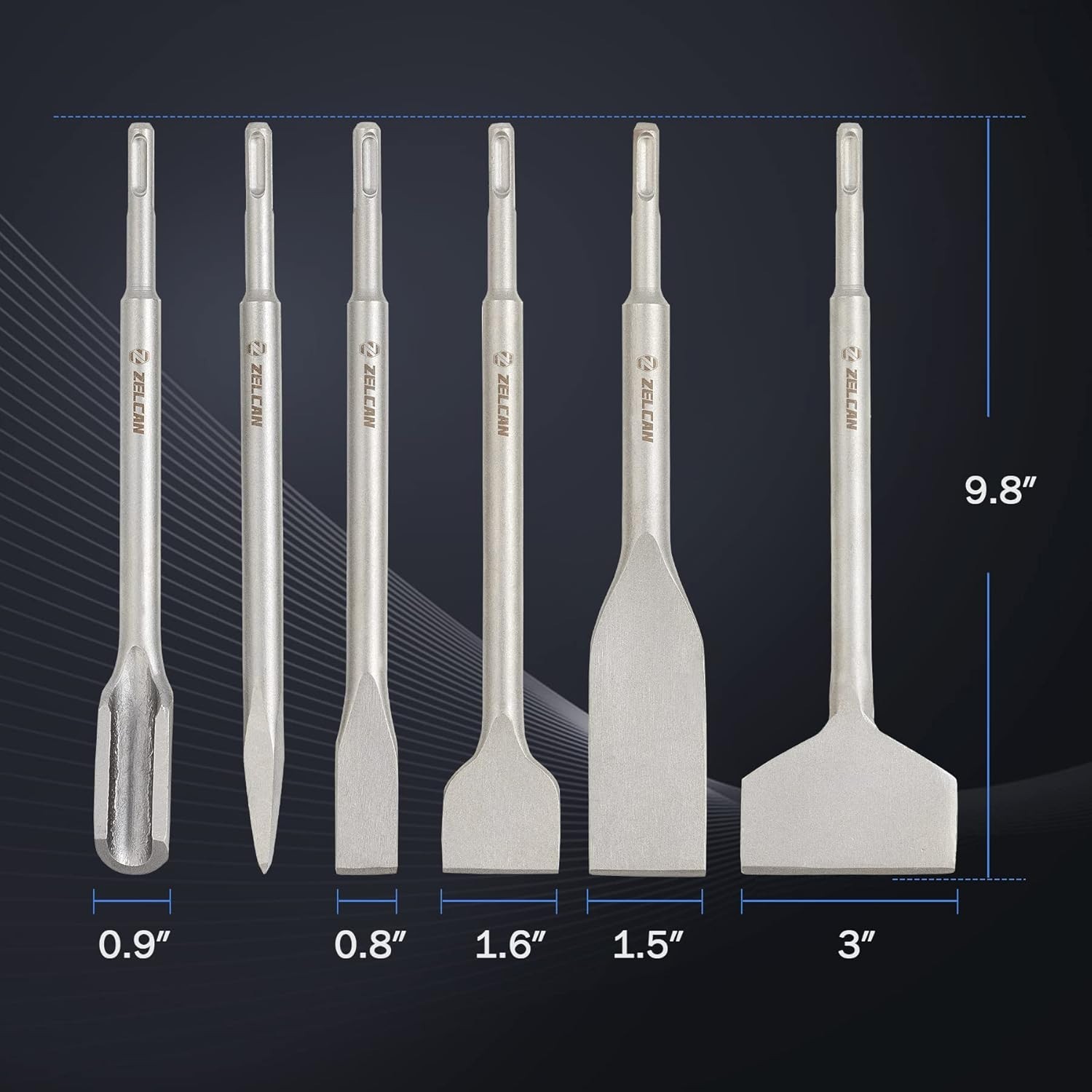 Chisel Set with SDS Plus Shanks, 6pc Masonry Concrete Drill Bit Set, Tile Gro…