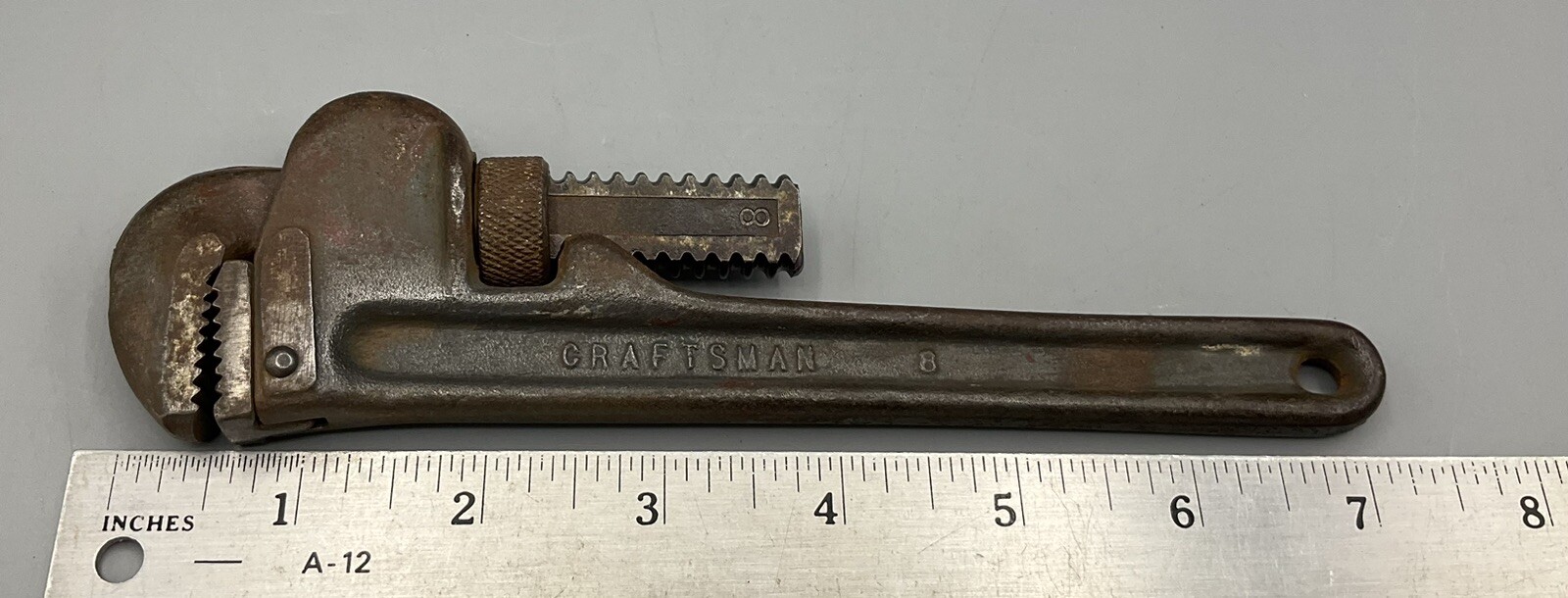 Vintage Craftsman Marked “Guaranteed AS” Circle I 8″ Pipe Wrench Clean Teeth