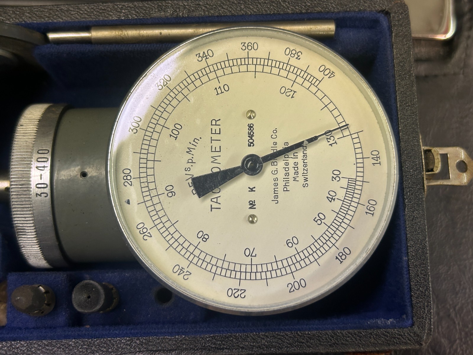 MACHINIST HmGldBx LATHE MILL James Biddle Tachometer RPM Gage Meter Set in Case