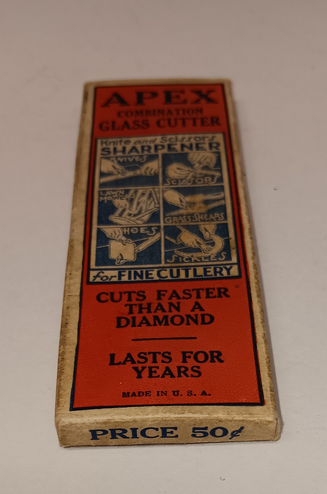 1940s APEX Glass Cutter, Knife and Scissors Sharpener, in Original Box