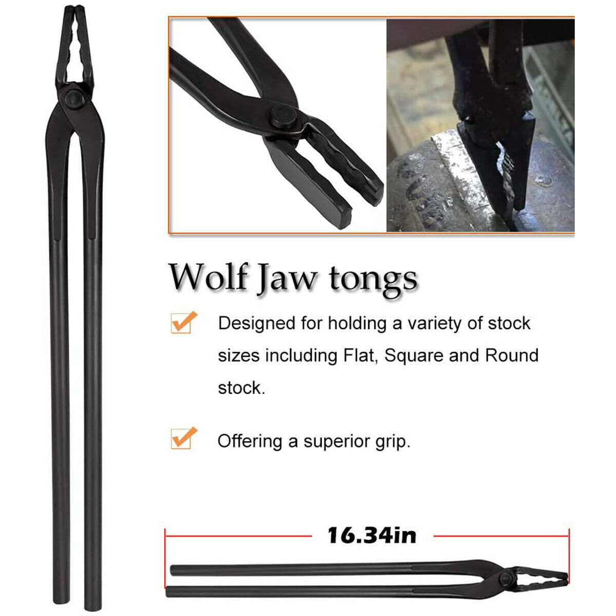 Blacksmith Tongs Tools Set Flat Tongs & Square Jaw Tongs Bolt Tongs Blade Tongs