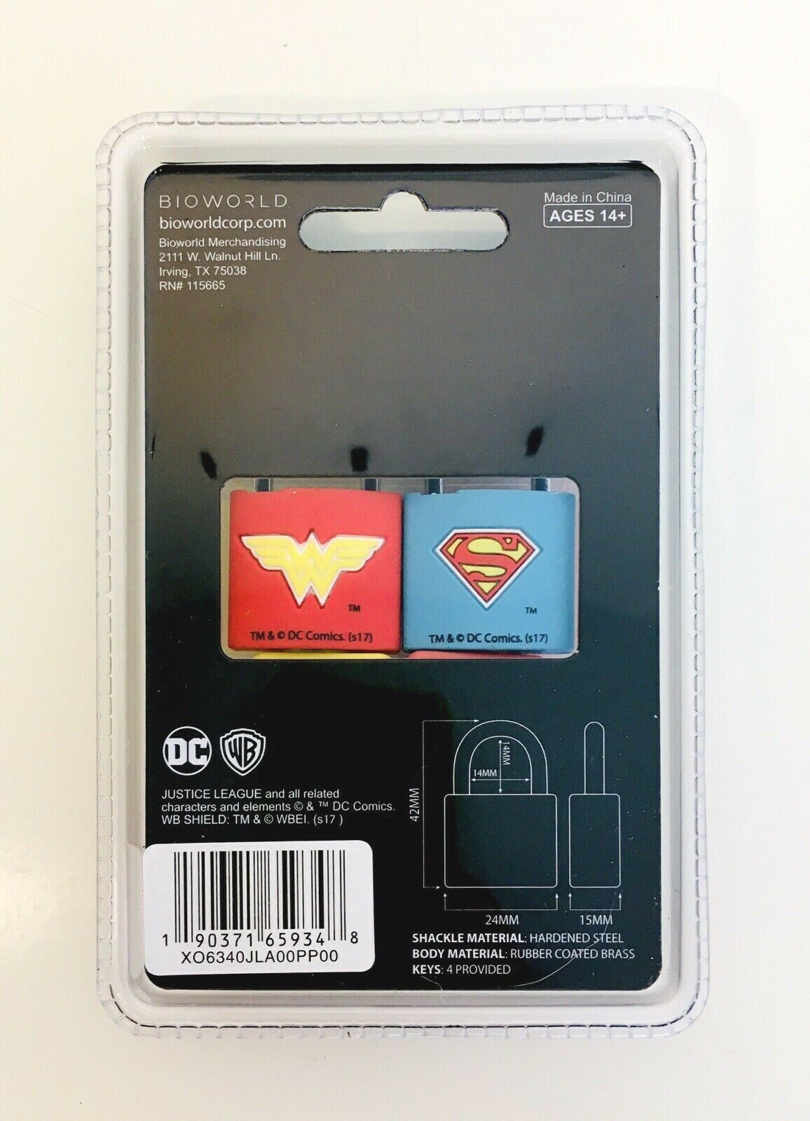 DC Comics Superman and Wonder Women ~ Set of 2 Mini Padlocks with Keys