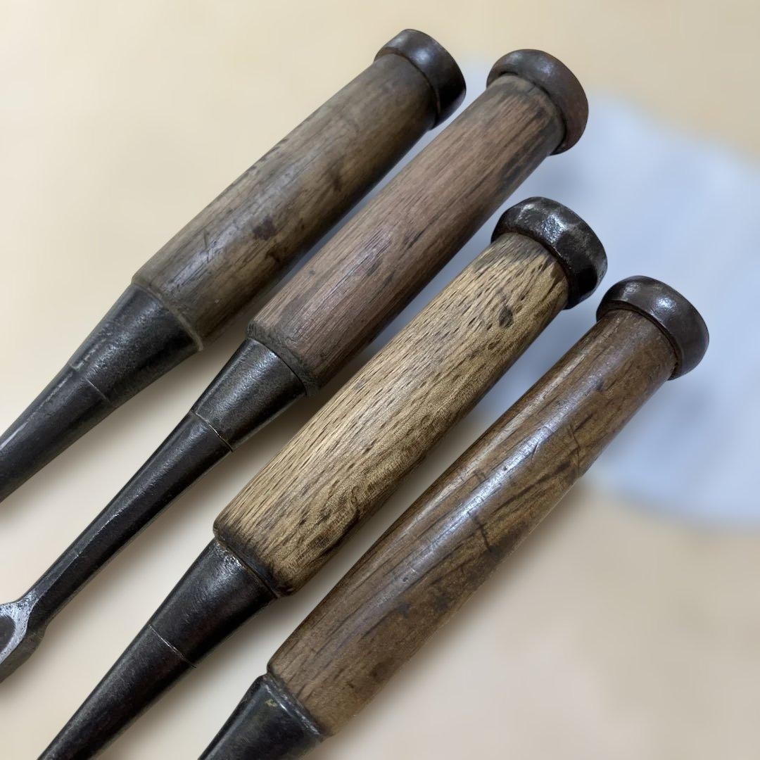 Chisel Nomi Japanese Vintage working Tool set of 4 Japan Sharpened