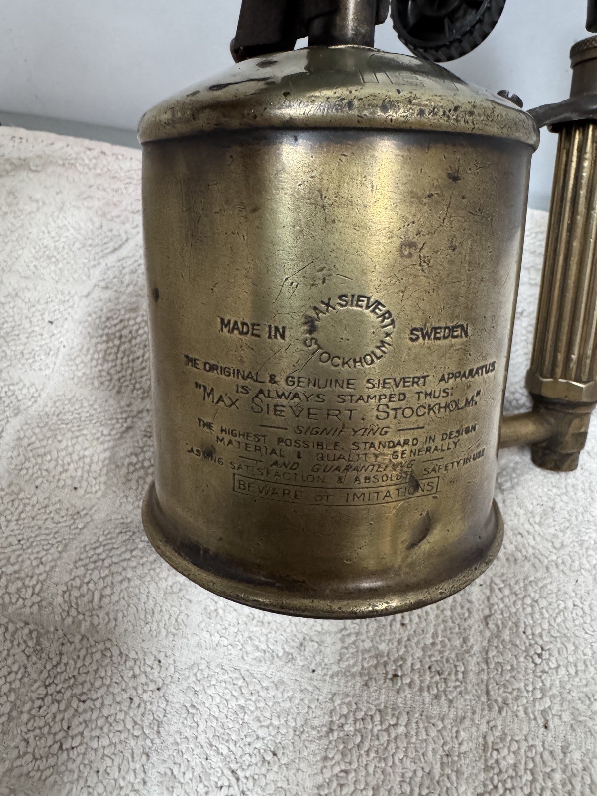 Max Sievert Vintage Blowlamp Type 223 Stockholm Brass Good Condition Brass