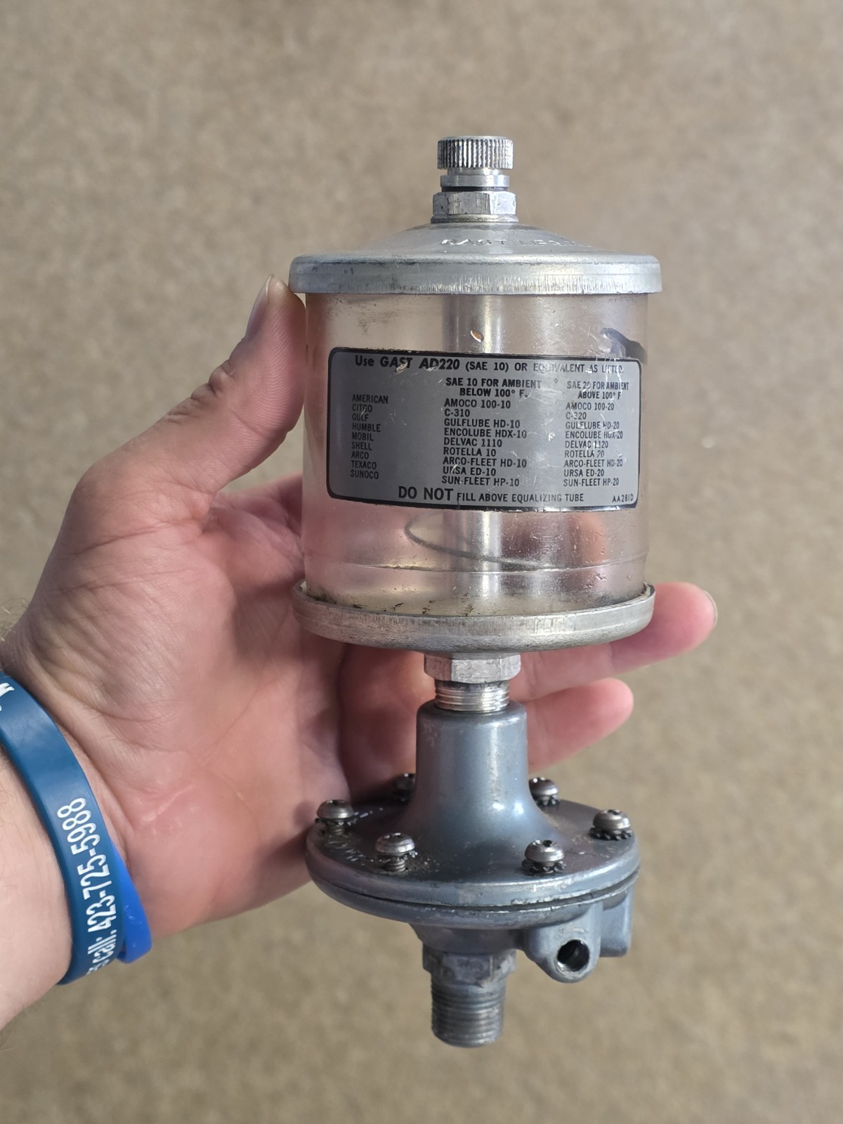 Gast MFG Co. Pneumatic Oiler / Lubricator – Industrial Air Line Equipment