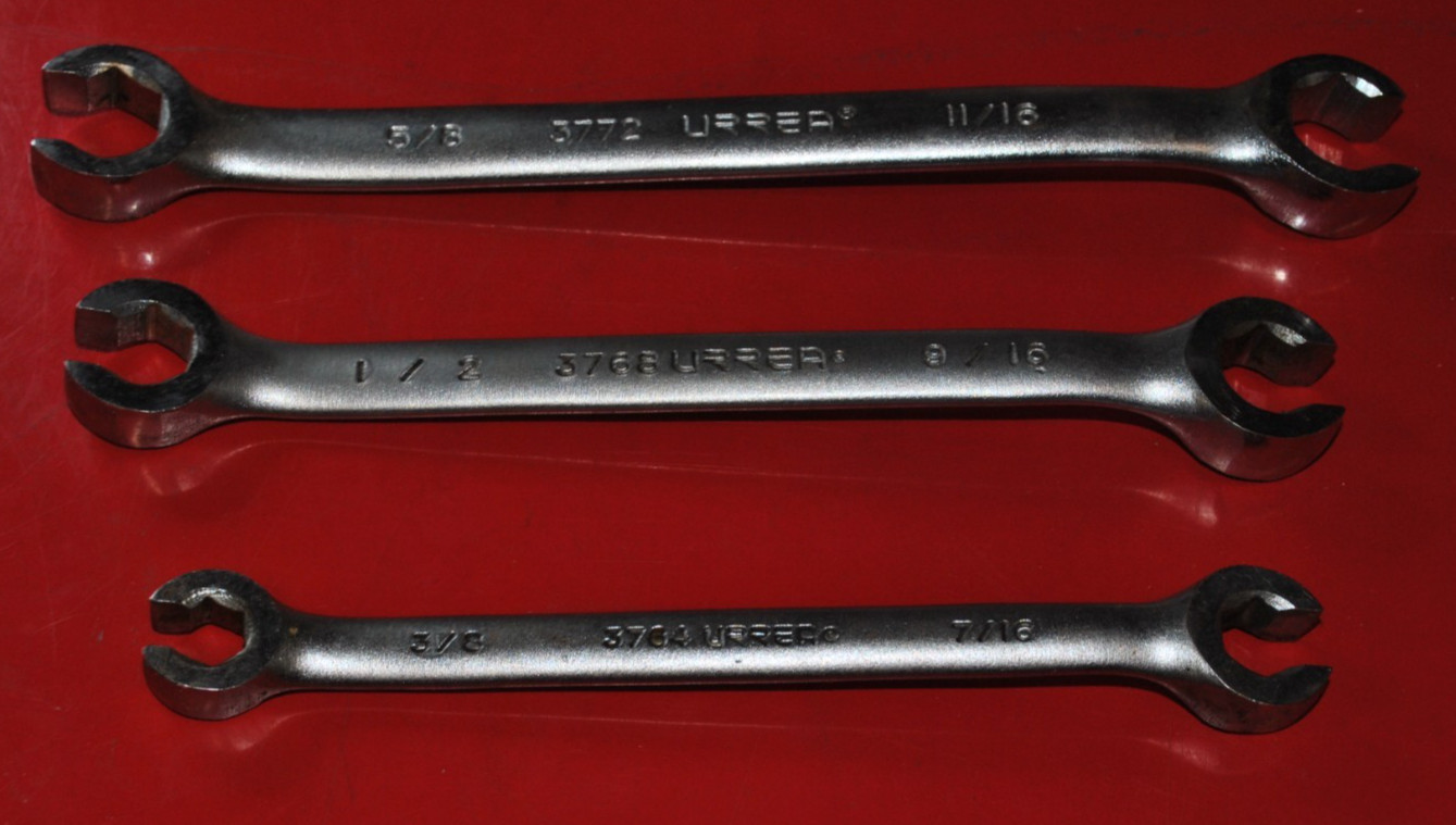 Vintage URREA 3 Pc. Flare Nut Wrench Set 3764 3768 3772 3/8″ – 11/16″ Mexico