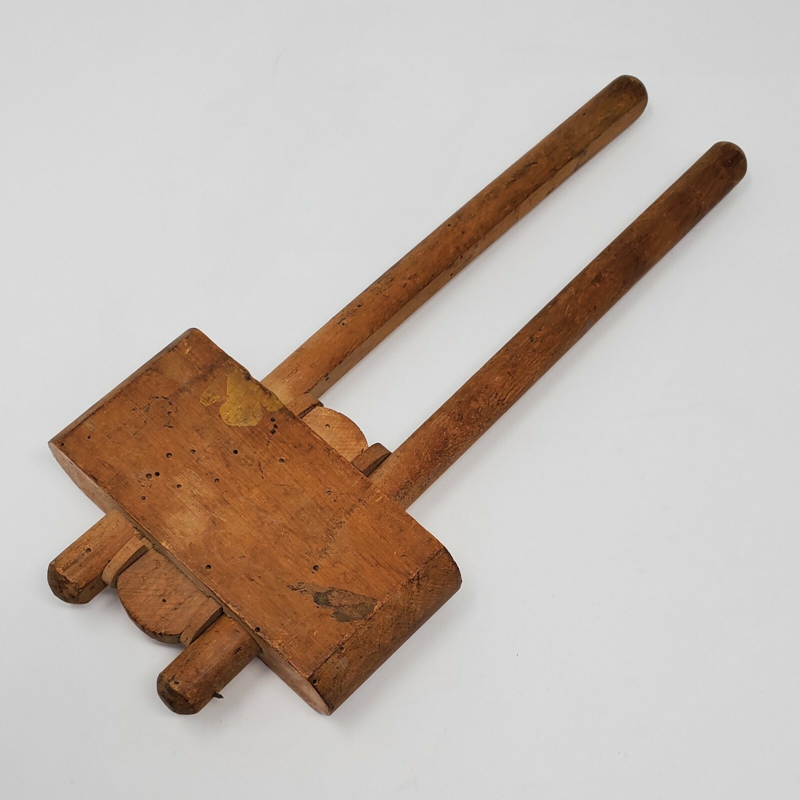 Antique Primitive Double Beam Marking Gauge, Wood Scribe, 9½”, Bent/Broken Pins