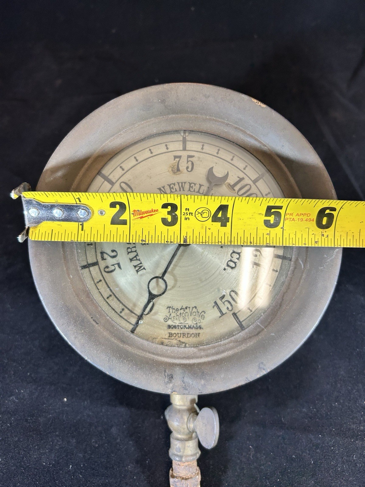 Vintage 1878-1897 Brass Pressure Gauge San Francisco Ashcroft Manufacturing Co.