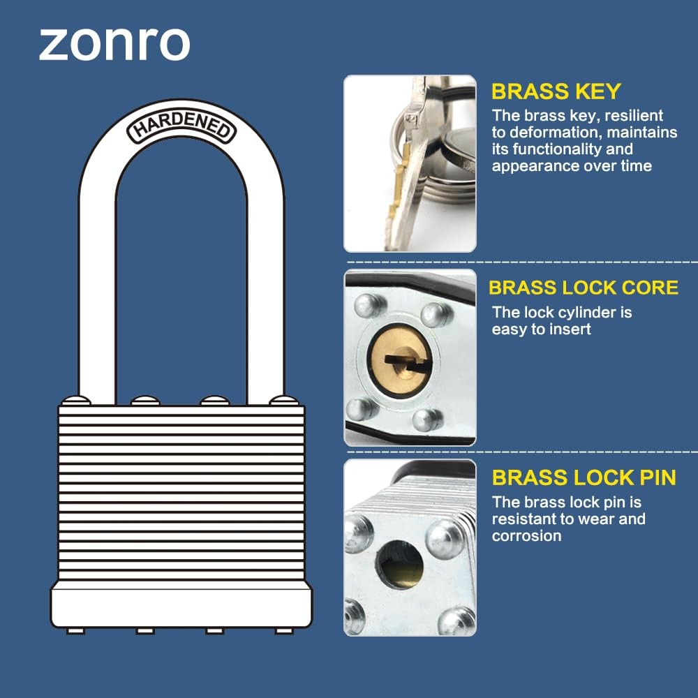 Locks Laminated Steel Keyed Padlocks,Keyed Alike Locks, 1-9/16 inch Wide,Norm…