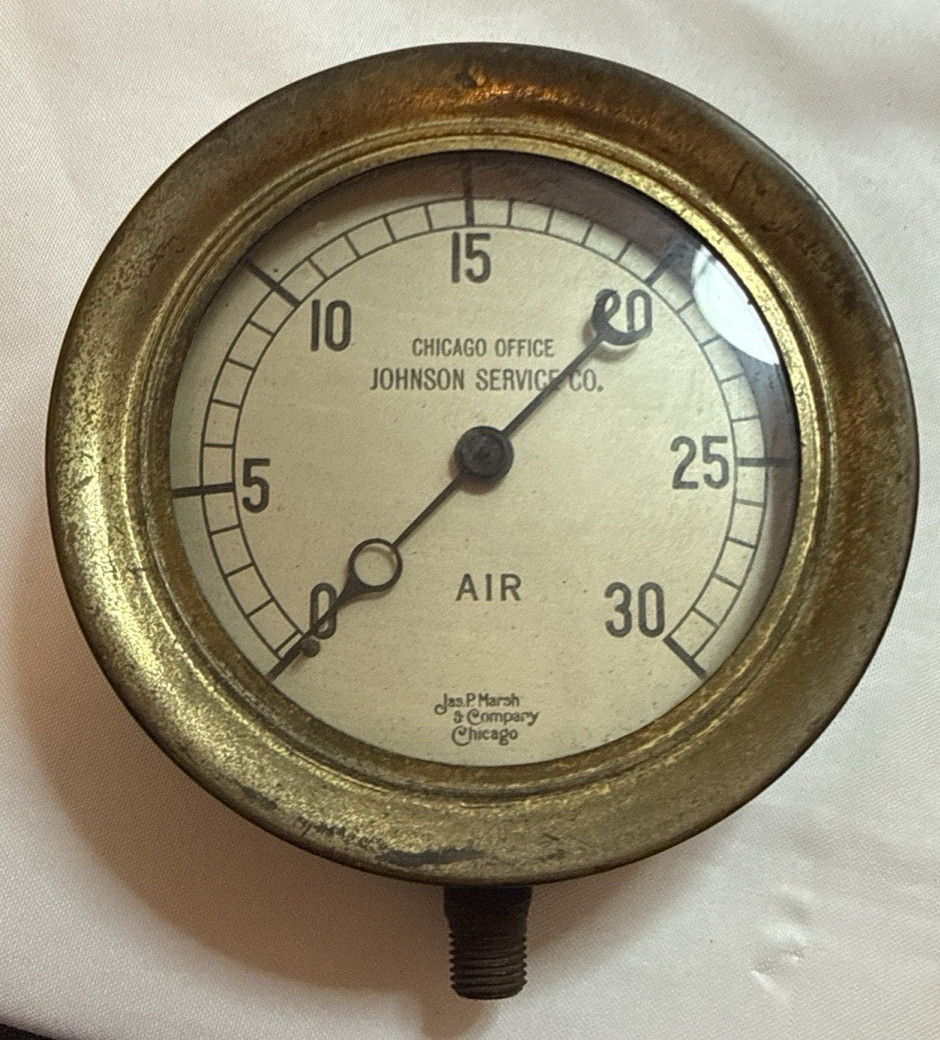 Vintage Air Pressure Gauge Jas P Marsh & Co Johnson Service Co. Steampunk