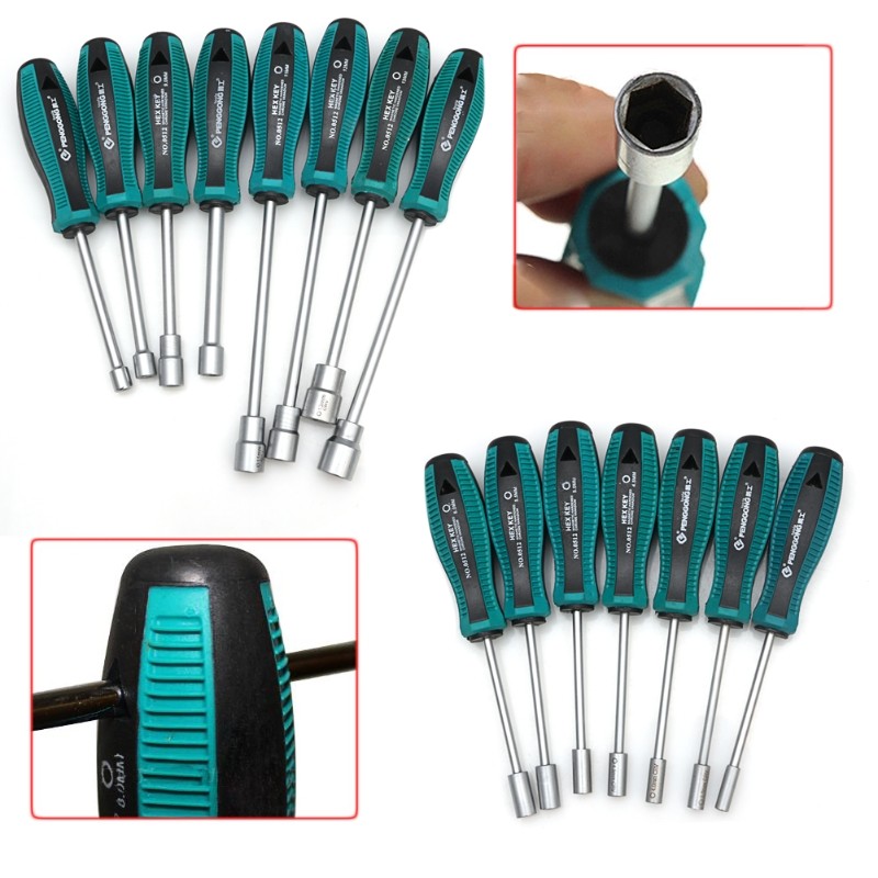 Metal Socket Driver Wrench Screwdriver Hex Nut for Key Nutdriver Hand Tool 8mm