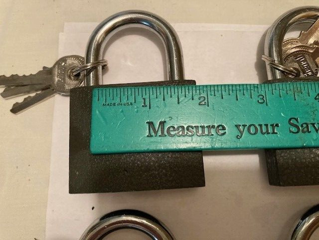 NEW – LOT 6 – LARGE HEAVY DUTY STEEL PADLOCKS / 3 KEYS EACH – ALL LOCKS DIFF KEY
