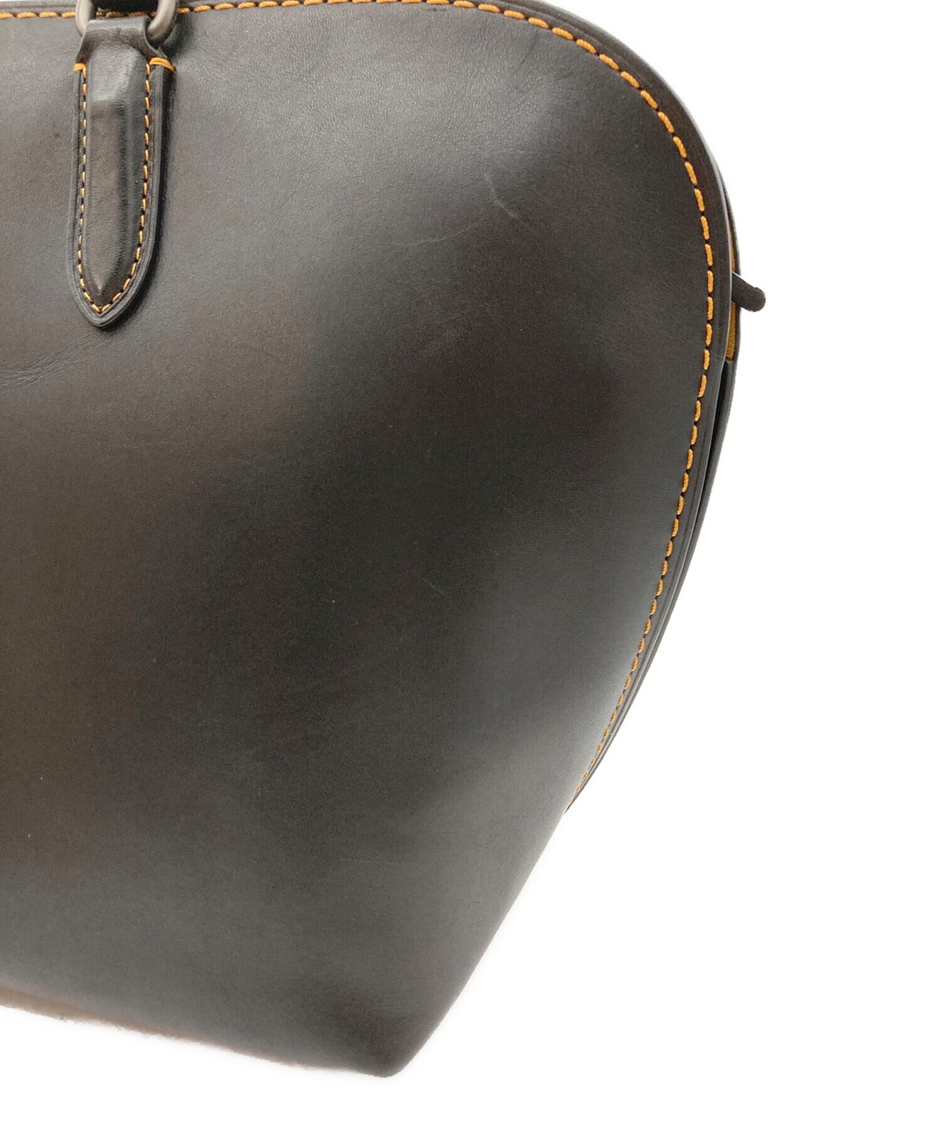 COACH Dakotah Satchel 59983 Whipstitch Handle 25×28 Black Used Women’s Bag