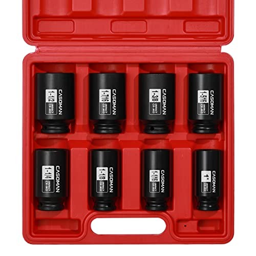 1/2-Inch Drive Deep Spindle Axle Nut Impact Socket 1/2″ Dr. 8pcs (1″ – 1-1/2″)