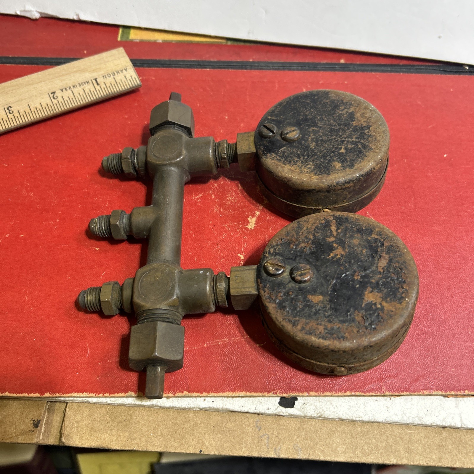 Vintage Jas P Marsh Co gauges & Fittings Mueller brass STEAMPUNK