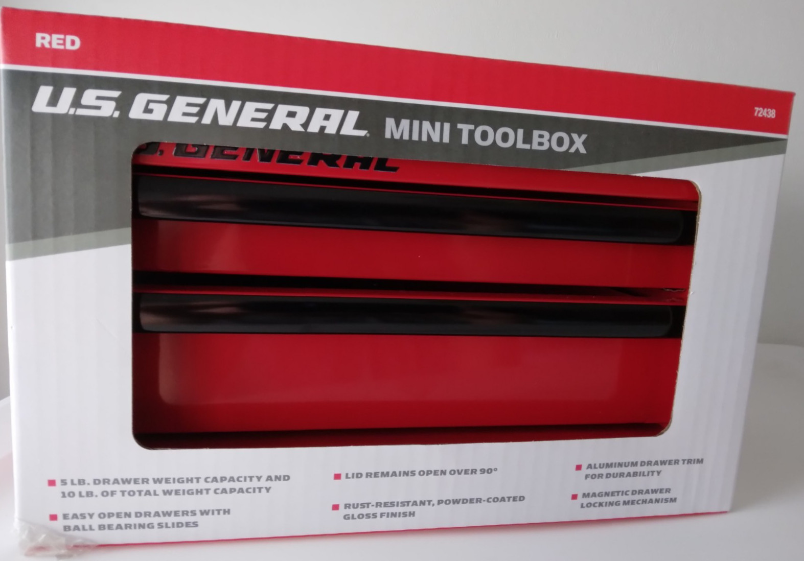 U.S. GENERAL Mini Steel Toolbox, Red