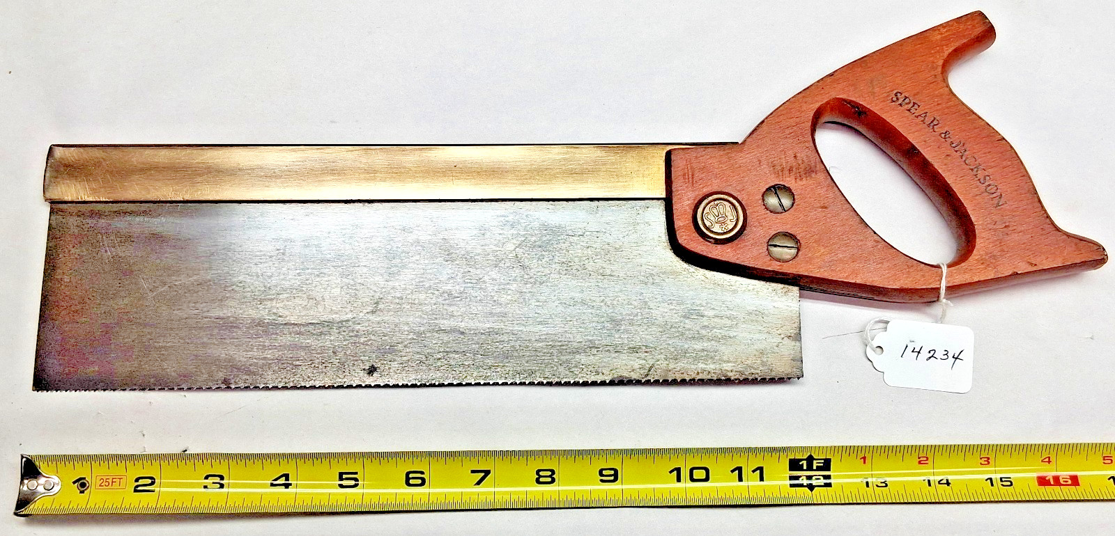 Back Saw, SPEAR & JACKSON Vintage Brass Rib 14 Points Per Inch Back Saw