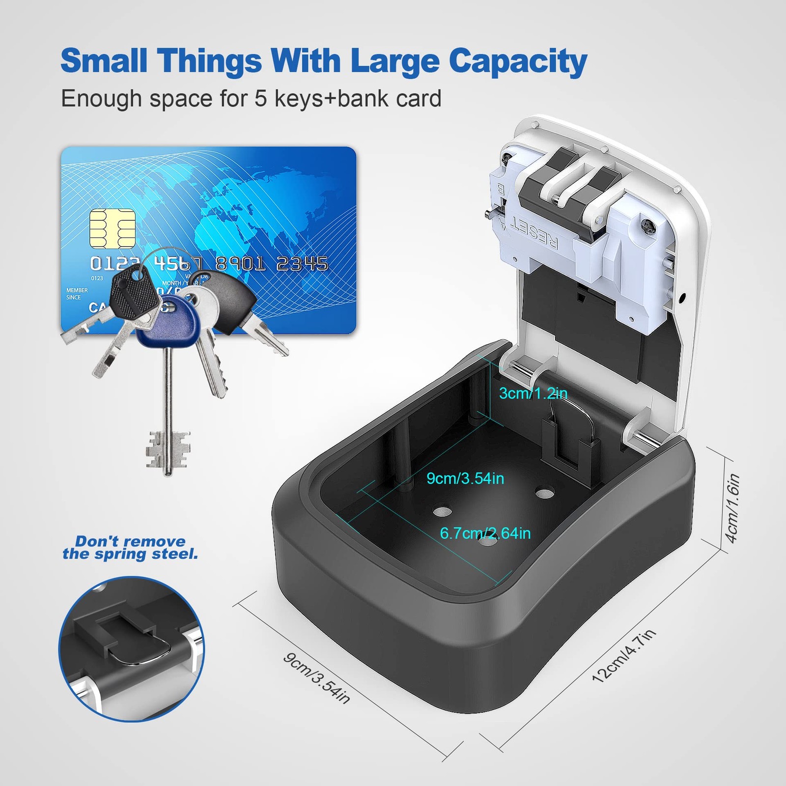 Vazioyar Key Lock Box for Outside, 3.5 x 4.7 x 1.6 inches, Without shackles
