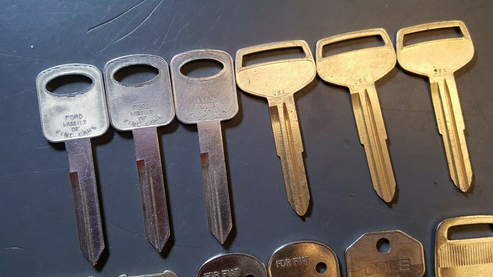 Lot of 12 Vtg Auto Car Key Blanks Curtis Ilco Cole Toyota Fiat Ford and Other